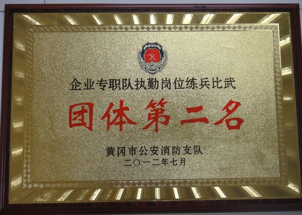 企業(yè)專職隊執(zhí)勤崗位練兵比武團(tuán)體第二名（黃岡亞東）