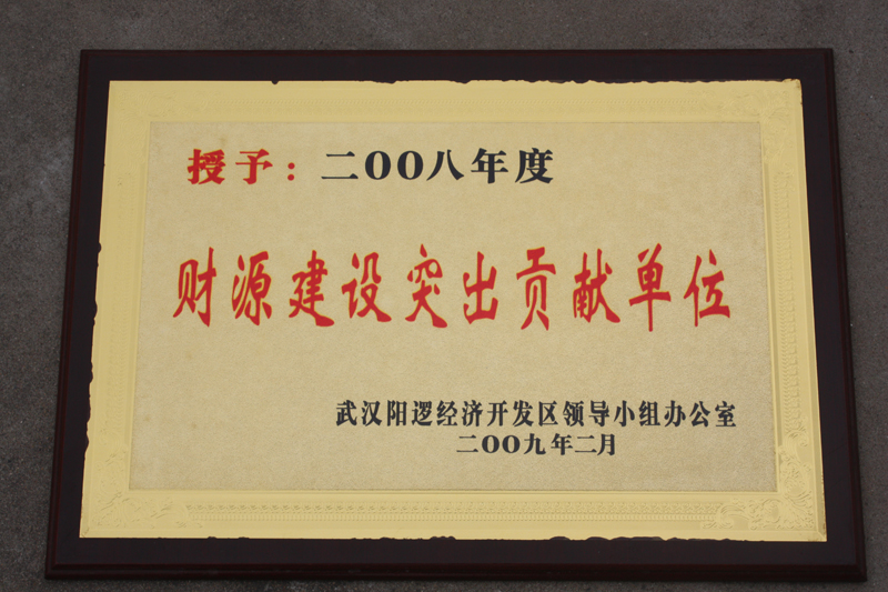 財(cái)源建設(shè)突出貢獻(xiàn)單位（湖北亞東）