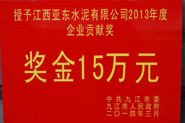 九江市『企業(yè)貢獻(xiàn)獎(jiǎng)』（江西亞?wèn)|）