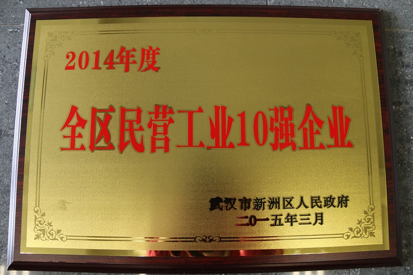 2014年度全區(qū)民營(yíng)企業(yè)10強(qiáng)企業(yè)(湖北亞?wèn)|)