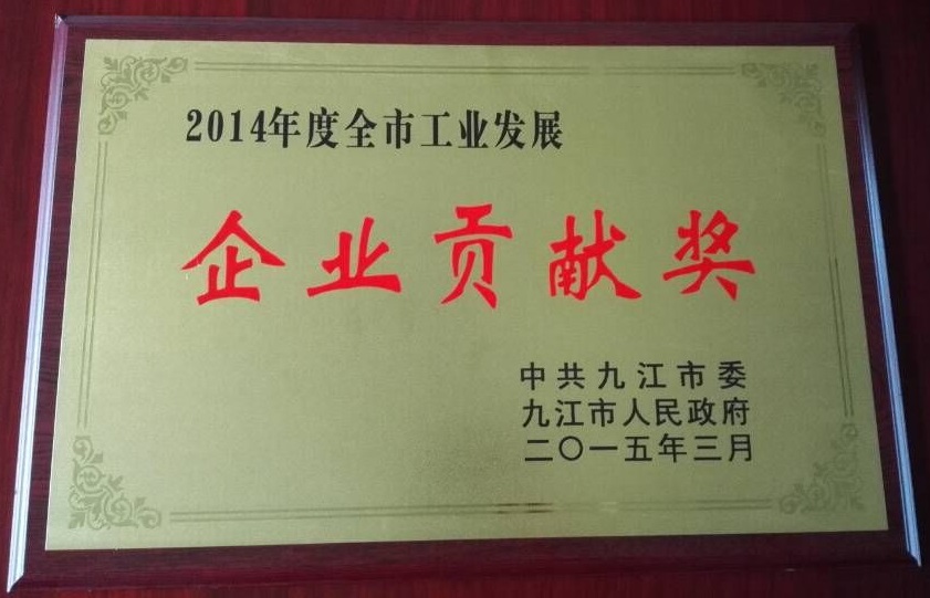 九江市企業(yè)貢獻(xiàn)獎(jiǎng)（江西亞東）