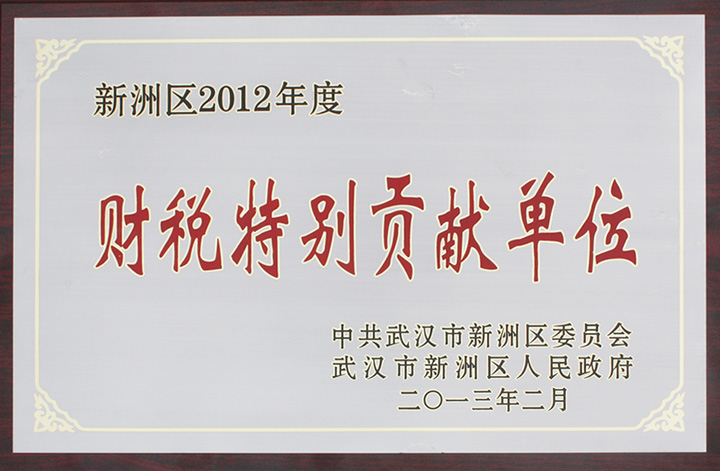 財(cái)稅特別貢獻(xiàn)單位（湖北亞?wèn)|）